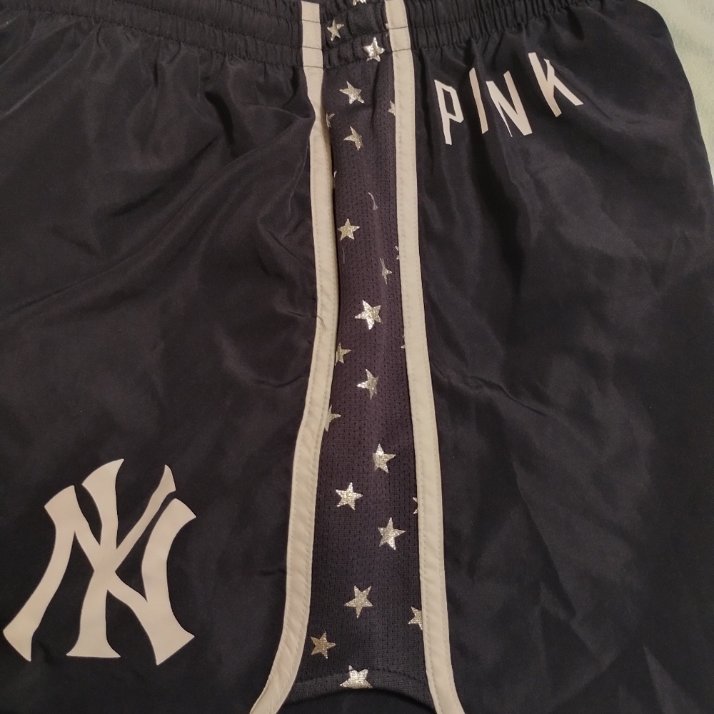 Victoria Secret Pink NY Yankees Navy Shorts with Star Accents